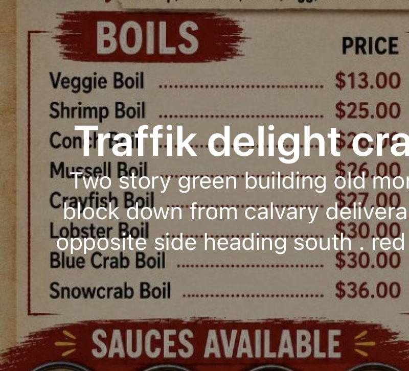 The printed boil price board inside Traffik Delight Crab Shack