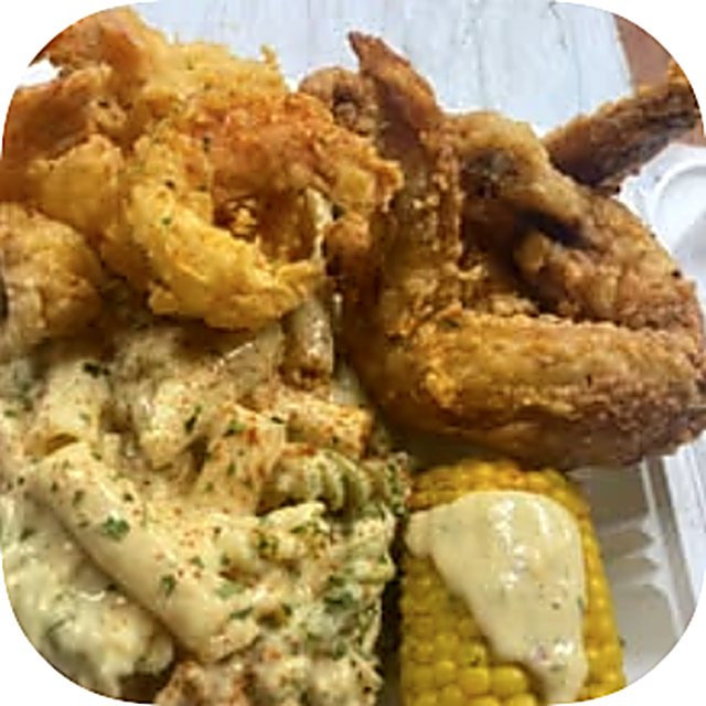 Creamy Pasta, Wings n Shrimp Combo from Traffik Delight Crab Shack